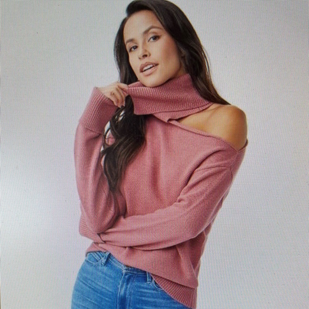 Paige Raundi Shoulder Cut-Out Sweater in Mesa Rose